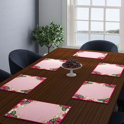 ROMEE Set of 6 Pink Floral Printed Table Mats-5