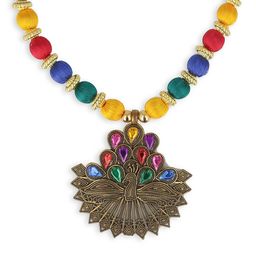 AKSHARA Women Multicoloured Brass Handcrafted Necklace-picture-45