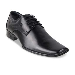 Metro Men Black Textured Leather Formal Shoes-picture-37