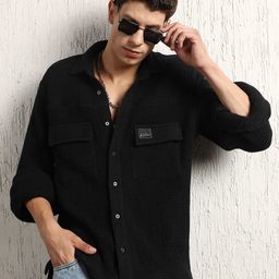 Hubberholme Oversized Cotton Casual Waffel Double Pocket Full Sleeve Shirt-image-22