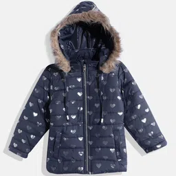 Okane Girls Heart Print Parka Jacket-picture-26
