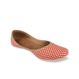 DESI COLOUR Women Red Printed Mojaris Flats-53