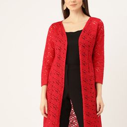 Rute Women Red Lace Open Front Shrug-29