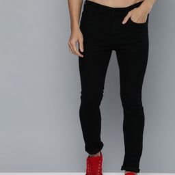 HERE&NOW Men Black Skinny Fit Mid-Rise Stretchable Jeans-image-66