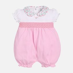 BABY GO Infants Kids Pink & White Solid Cotton Romper-image-96