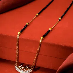 aadita Gold-Plated Black & White AD-Studded & Beaded Mangalsutra-picture-22