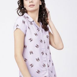 Tokyo Talkies Women Lavender Printed Sleep Shirt-image-50