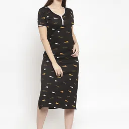 Claura Black Printed Nightdress-image-89