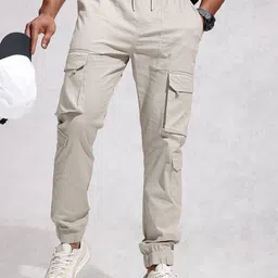 WROGN Men Textured Jogger Fit Cargo Trousers-image-67