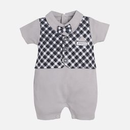 BABY GO Infants Kids White & Grey Printed Rompers-image-31