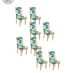 Cortina Set Of 8 Blue & White Printed Chair Covers-image-29