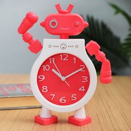 Archies Red Round Textured Robot Analogue Alarm Clock 20.3 cm X 15.4 cm-30