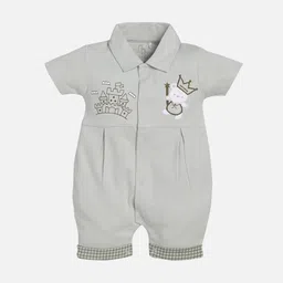 BABY GO Infant Kids Grey Appliqued Rompers-image-50