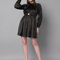 Justin Whyte Satin Fit & Flare Dress-image-34