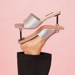 Sherrif Shoes Women Textured Stiletto Sandals-30