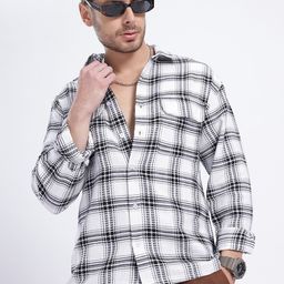 glitchez Textured Transit Tartan Checked Relaxed Shirt-image-84