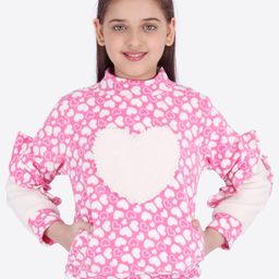 CUTECUMBER Girls Pink & Cream-Coloured Printed Sweatshirt-image-20