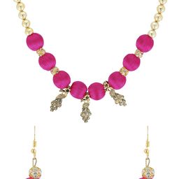 AKSHARA Gold-Plated Pink Handcrafted Jewellery Set-image-89