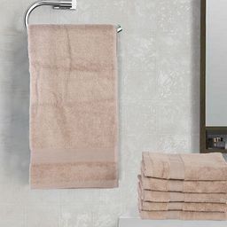 BIANCA Unisex Set Of 6 Beige Solid Pure Cotton 500 GSM Hand Towels-image-19