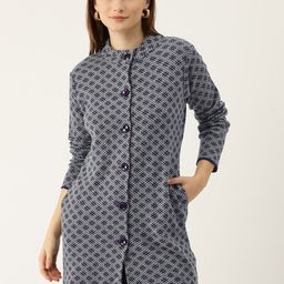 American Eye Acrylic Self Design Longline Cardigan-picture-17