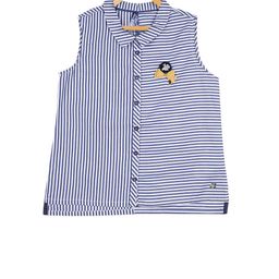 Blue Giraffe Girls Blue & White Striped Shirt Style Pure Cotton Top-image-104