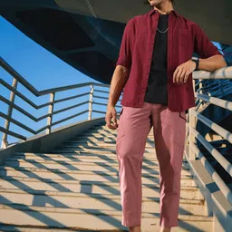 HERE&NOW Pure Cotton Windowpane Checked Casual Shirt-picture-4