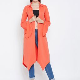 Hypernation Orange Solid Open Longline Front Shrug-12