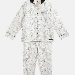 Cherry Crumble Boys White & Black Printed Night Suit-picture-53