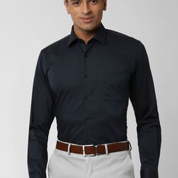 Peter England Men Navy Blue Regular Fit Solid Formal Shirt-image-71