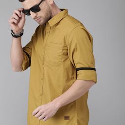 Roadster Men Yellow Regular Fit Solid Sustainable Casual Shirt-image-51