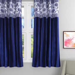 ROMEE Blue & White Single Room Darkening Window Curtain-image-89