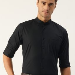 Hancock Men Black Slim Fit Solid Casual Shirt-picture-33