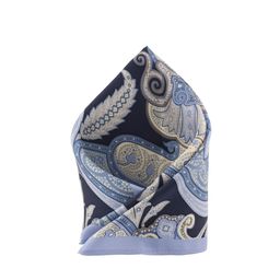 The Tie Hub Men Blue Printed Silk Pocket Square-91