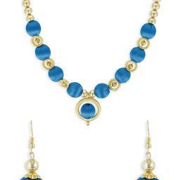 AKSHARA Gold-Plated Blue Beaded Handcrafted Jewellery Set-image-121