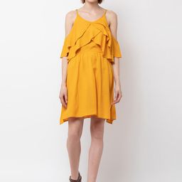 DODO & MOA Women Yellow Solid Fit and Flare Dress-41