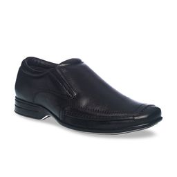 Khadims Men Black Solid Leather Formal Slip-Ons-image-33