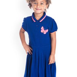 Cherry Crumble Girls Blue Solid T-shirt Dress-image-95
