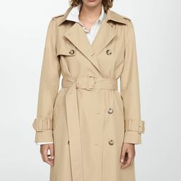 MANGO Double-Breasted Water Repellent Longline Coat-image-71