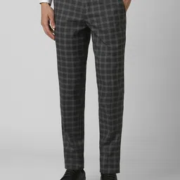 Peter England Men Slim Fit Checked Trousers-picture-26
