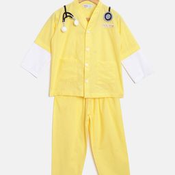 Kids Clan Unisex Kids Yellow & White Doctor Patch Night Suit-picture-21