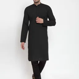 Jompers Men Black Solid Kurta with Churidar-picture-12