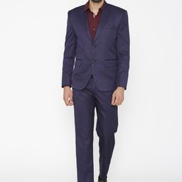 Wintage Men Blue Solid Single-Breasted Regular Fit Party Suit-image-87