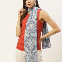 Anouk Women Blue & Off White Printed Scarf-image-81