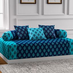 SWAYAM Blue Printed Diwan Set-image-83