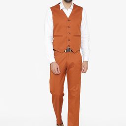 Wintage Men Orange Solid Single-Breasted Regular Fit Party Suit-7