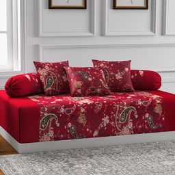 SWAYAM Red Printed Diwan Set-23
