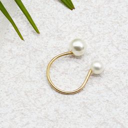 JOKER & WITCH Gold Plated White Pearl Beaded Adjustable Finger Ring-image-4