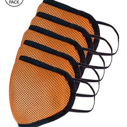Apsis Unisex Pack Of 5 Orange & Black Solid 3-Ply Anti-Pollution Reusable Cloth Masks-20