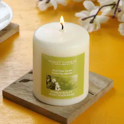 HOSLEY White Sweet Pea Jasmine Highly Fragranced Pillar Candle-image-74