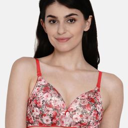 Enamor Women Red Print Padded Non-Wired & High Coverage T-Shirt Bra With Detachable Straps-image-51